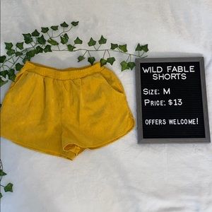 NWOT Yellow Corduroy Shorts